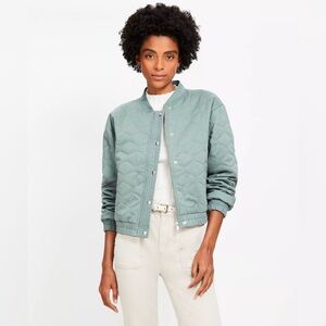LOFT Women's Petite Quilted Bomber Jacket in Sage